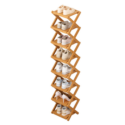Multi-Layer Foldable Wooden Shoe Organizer Shelf