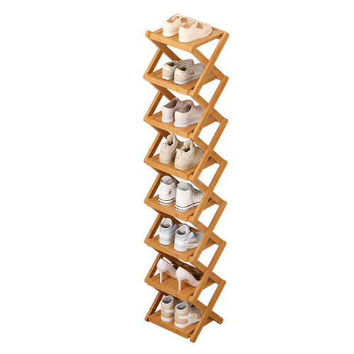 Multi-Layer Foldable Wooden Shoe Organizer Shelf