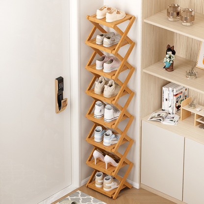 Multi-Layer Foldable Wooden Shoe Organizer Shelf