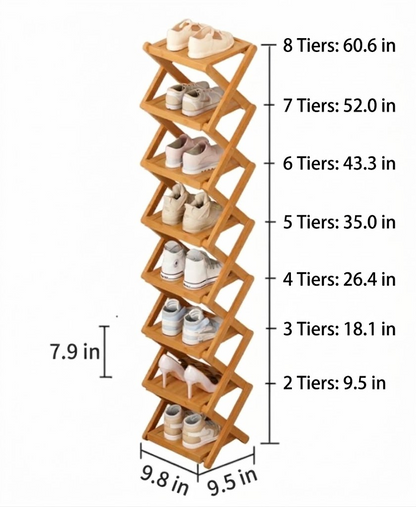 Multi-Layer Foldable Wooden Shoe Organizer Shelf