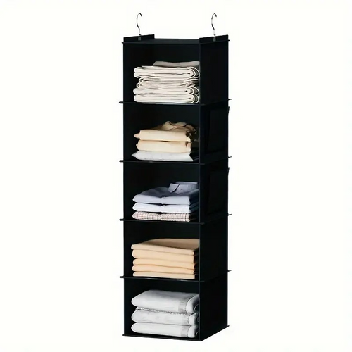 Multi-Layer Hanging Closet Organizer - Foldable Storage Bag with Side Pockets