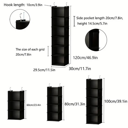 Multi-Layer Hanging Closet Organizer - Foldable Storage Bag with Side Pockets