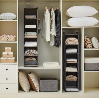 Multi-Layer Hanging Closet Organizer - Foldable Storage Bag with Side Pockets