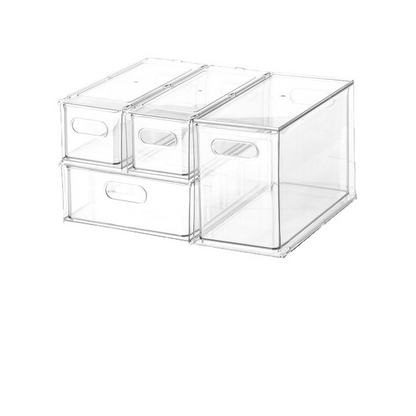 Clear Refrigerator Storage Organizer Bins with Pull-Out Drawer