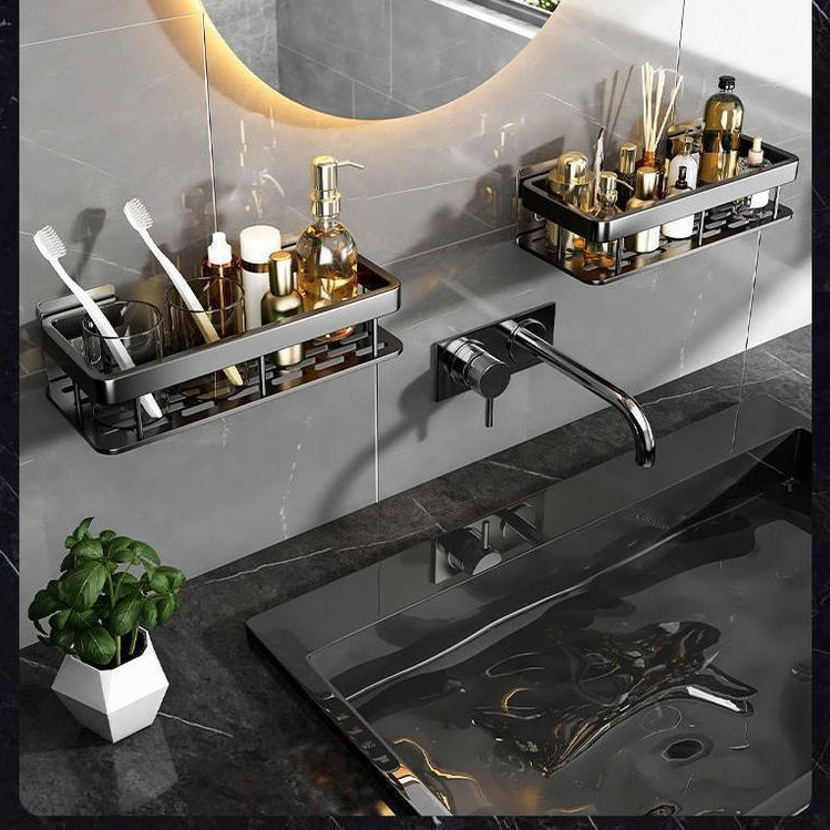 Wall-Mounted Adhesive Bathroom Shelf
