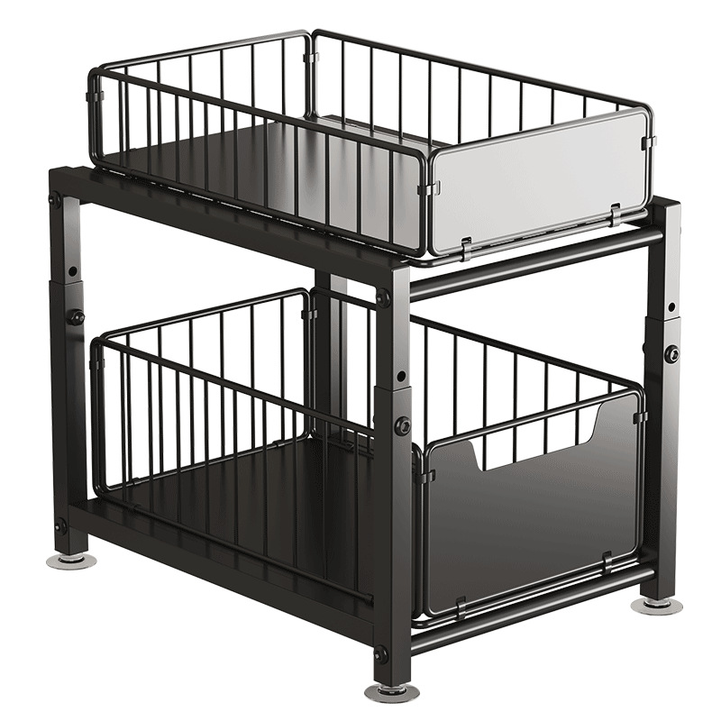 2-Tier Under Sink Cabinet Organizer & Pull-Out Storage Basket Racks