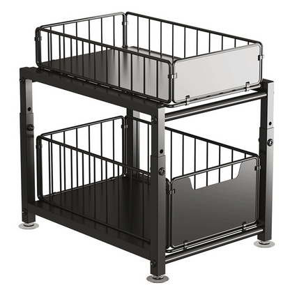 2-Tier Under Sink Cabinet Organizer & Pull-Out Storage Basket Racks
