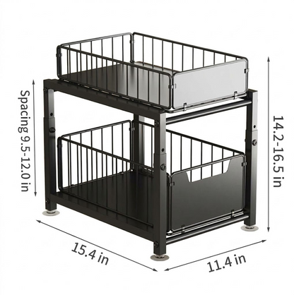 2-Tier Under Sink Cabinet Organizer & Pull-Out Storage Basket Racks